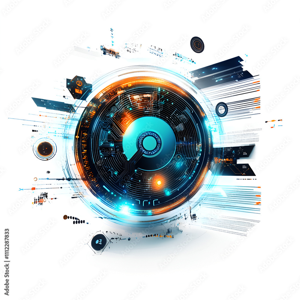 Poster futuristic digital interface abstract design technology art high-tech environment close-up view inno