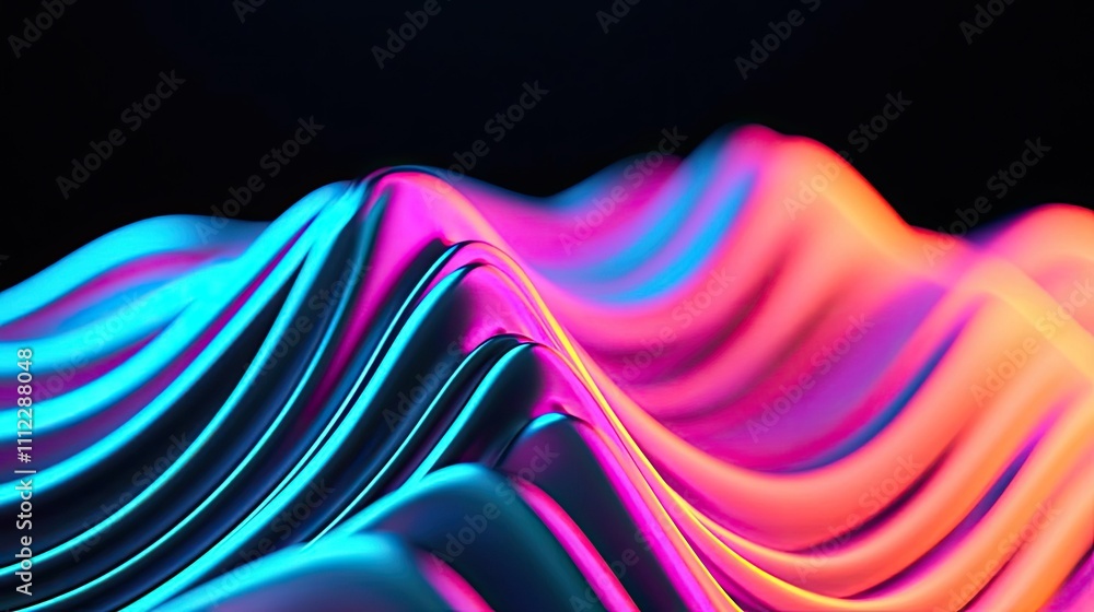 Poster Colorful waves of light creating a dynamic and vibrant pattern.