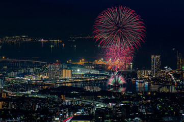 立花山から望むFukuoka東区花火大会