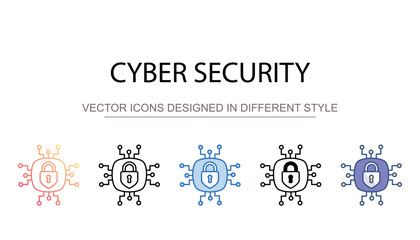 Cyber Security icon design with white background stock illustration