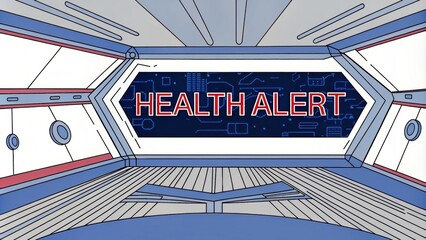 Health warning notification, Health alert in futuristic setting