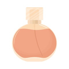 Perfume bottle. Fragrant essence, fluids in container in cartoon style. Aroma, aromatic fragrance, scented water, smell in round flask or glass bottle isolated. Flat vector illustration isolated