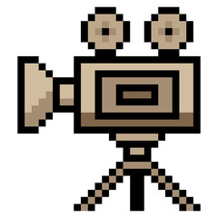 Movie camera in pixel art style