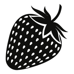 Minimalist strawberry black silhouette vector illustration Isolated on a transparent background