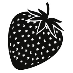 Minimalist strawberry black silhouette vector illustration Isolated on a transparent background