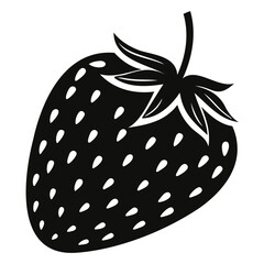 Minimalist strawberry black silhouette vector illustration Isolated on a transparent background