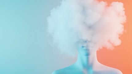 Naklejka premium Minimalist silhouette veiled in gradient mist hues