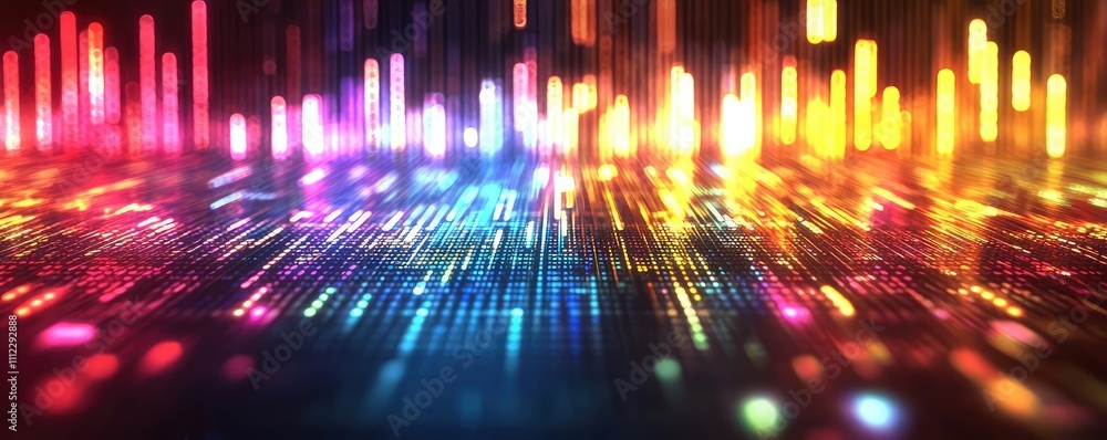 Aufkleber colorful light wave pattern on a dark background for creative design use.