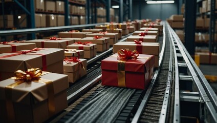conveyor belt in warehouse