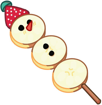 Banana snowman Merry Christmas cartoon elements.