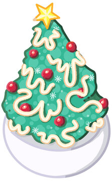 Decoration  tree Merry Christmas cartoon elements.