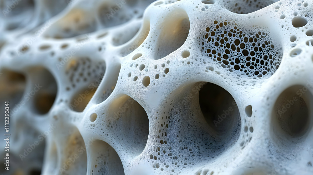 Poster abstract cellular structure: organic forms and textured surfaces in 3d