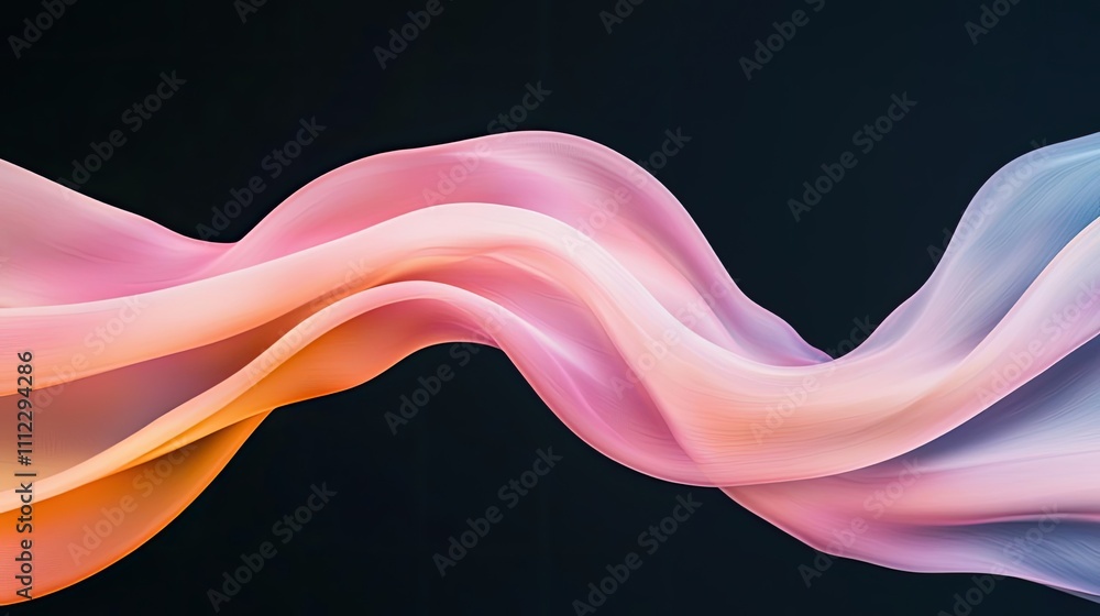 Poster abstract wave design with gradient colors on a black background.