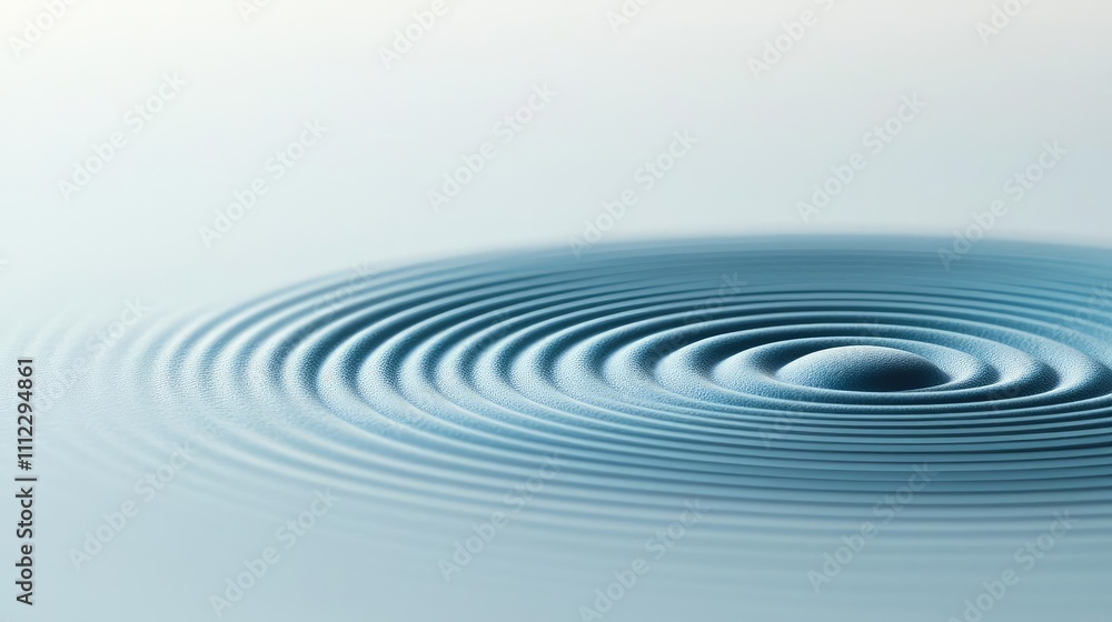 Aufkleber Water ripple effect creating circular patterns on a calm surface, white isolate background.
