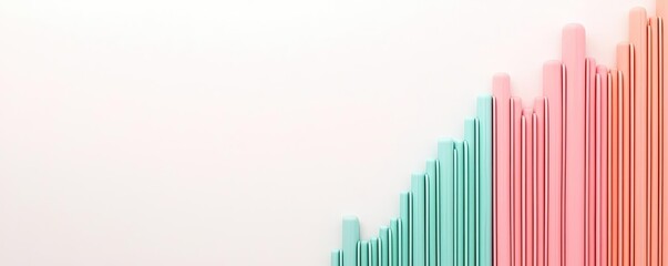 Colorful graph with rising bars on a white isolated background.