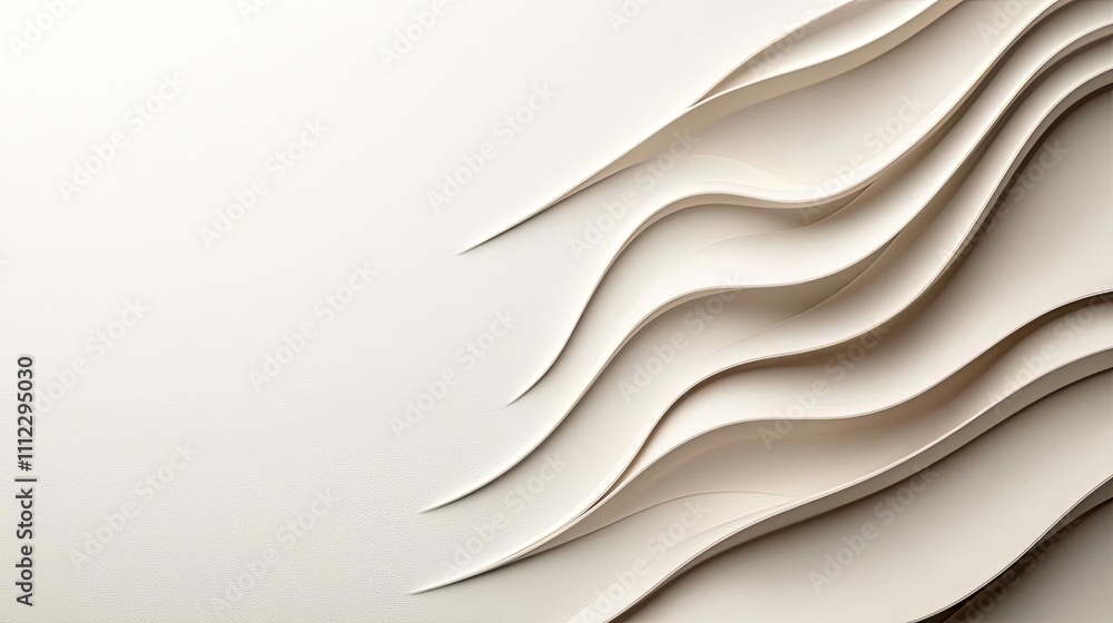 Poster abstract wavy lines in soft neutral tones on a light background.