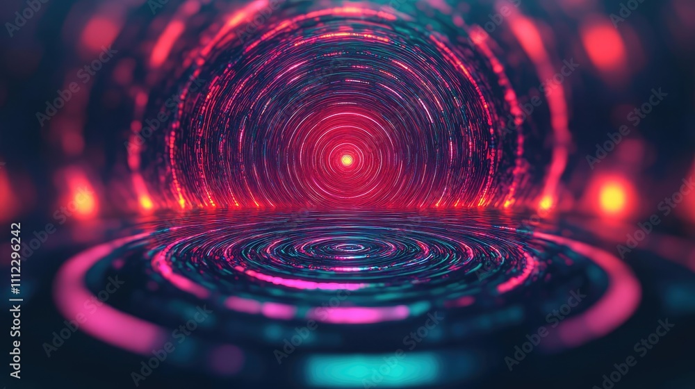 Aufkleber abstract colorful circular patterns with glowing lights and reflections.