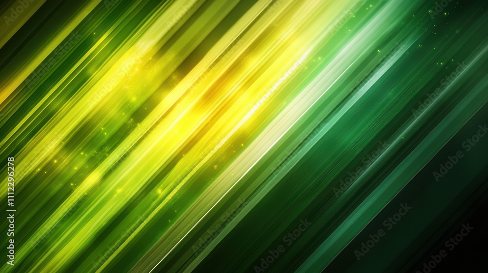 Poster abstract green and yellow diagonal lines with glowing particles. ideal for backgrounds, presentation