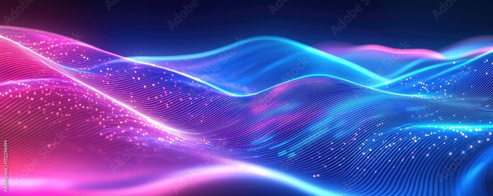 Poster Abstract waves of light in vibrant colors, creating a dynamic visual experience.