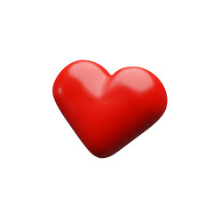 3d render Romantic heart shape. Valentine holiday three dimensional red symbol of marriage, anniversary, wedding, engagement. Vector illustration of passion. Glossy decoration for love, honeymoon icon