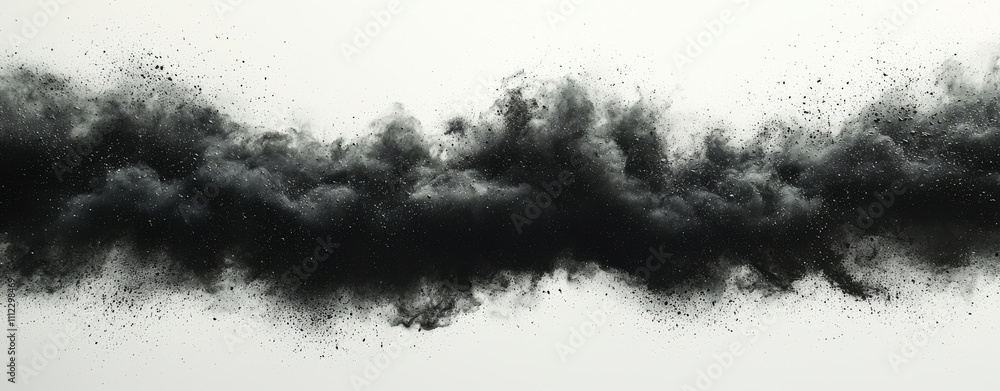 Poster a gradient from white to black with a grainy texture as the background. a monochrome dot pattern wit