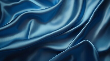 Fototapeta premium Draped Blue Silk Fabric Soft Smooth Texture