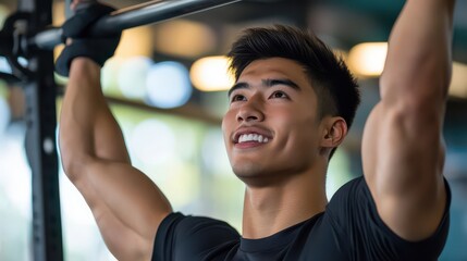 Fototapeta premium Young Man Exercising in Gym