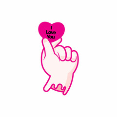 Heart pink iloveyou illustration and valentine greeting