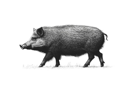 recommend clip art: Boar, wild boar, hog, wild pig, sketch. Vintage retro print, wild boar, forest pig sketch ink style drawing, linear drawing, engrave old school. Sketch artwork silhouette wild ho pig. Illustration