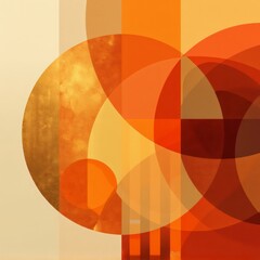 Obraz premium Dynamic Overlapping Circles, Abstract Gold & Orange T-Shirt Design