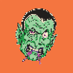 Pixel Art Retro Monster Face - Distorted and Grotesque Character Design