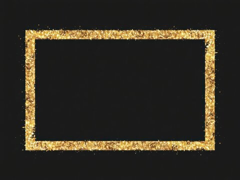 Gold glitter border frame with a luxurious rectangle design, perfect for adding a touch of elegance to your projects, rectangle, gold