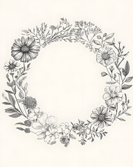 Creative 2D Doodle Floral Illustrations Text Space for Versatile Designs, Greeting Cards, Invitations