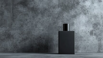 Black Perfume Bottle Against Concrete Wall