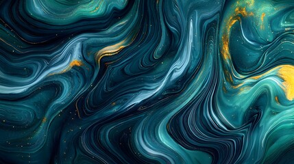 Fototapeta premium Abstract Teal Gold Swirling Marble Art Design