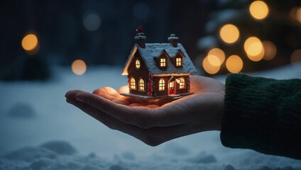 christmas lantern in the snow