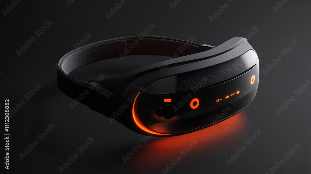 Poster innovative smart glasses showcasing sleek design and glowing features for enhanced augmented reality