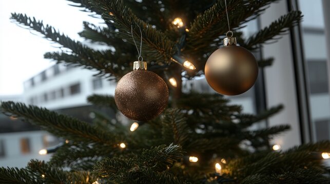 Retro Christmas tree with 1960s-inspired decorations bright and playful colors