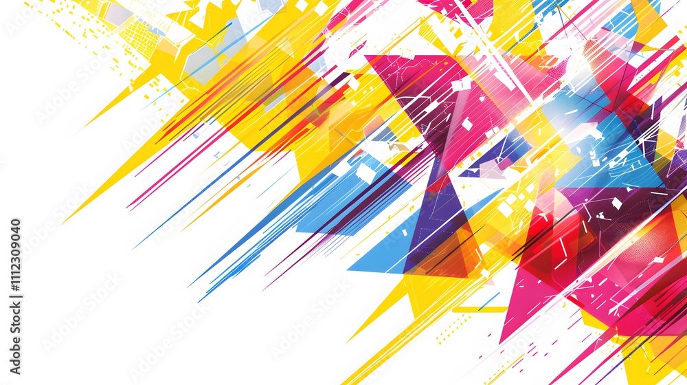 Poster abstract colorful geometric shapes and dynamic lines