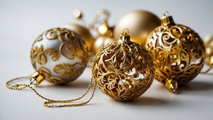 golden christmas balls