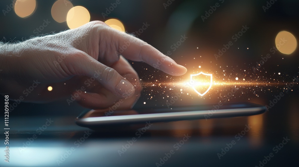 Aufkleber enhancing security through technology innovative mobile protection digital realm visual representati