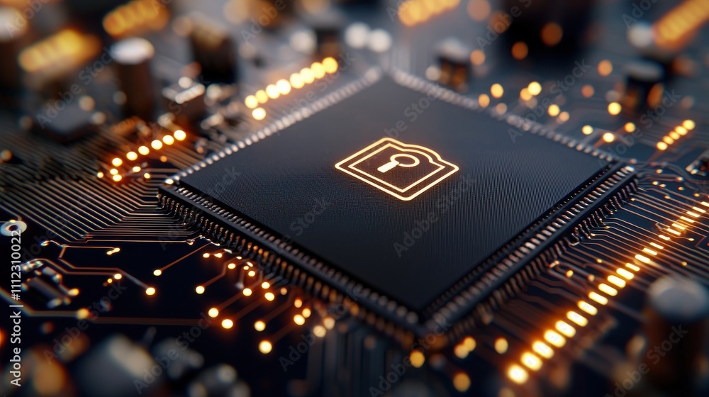 Poster enhancing security measures in technology a close-up on circuit boards digital devices and data prot