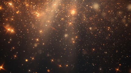 Naklejka premium Radiant Holiday Stars - Celestial Christmas 3D Render with Dynamic Light Bursts and Soft Bokeh Effects on Isolated Dark Background