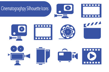 Cinematography silhouette icon set design