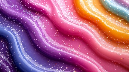 Obraz premium Glittery Rainbow Swirls of Glossy Slime