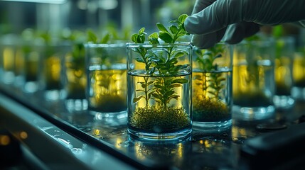 Plant propagation techniques greenhouse educational content scientific environment close-up view sustainable practices