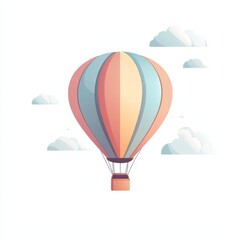 Obraz premium Pastel hot air balloon floats amidst fluffy clouds.