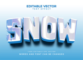 Snow Bold Vector Editable Text Effect, 3d text effect