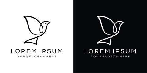 simple bird logo black line art vector animal graphic design silhouette. bird logo monoline style