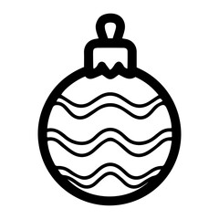 Holiday ornament vector illustration in black and white, isolated against a clean white background. Perfect for festive design projects, decorations, or seasonal themes in minimalist styles